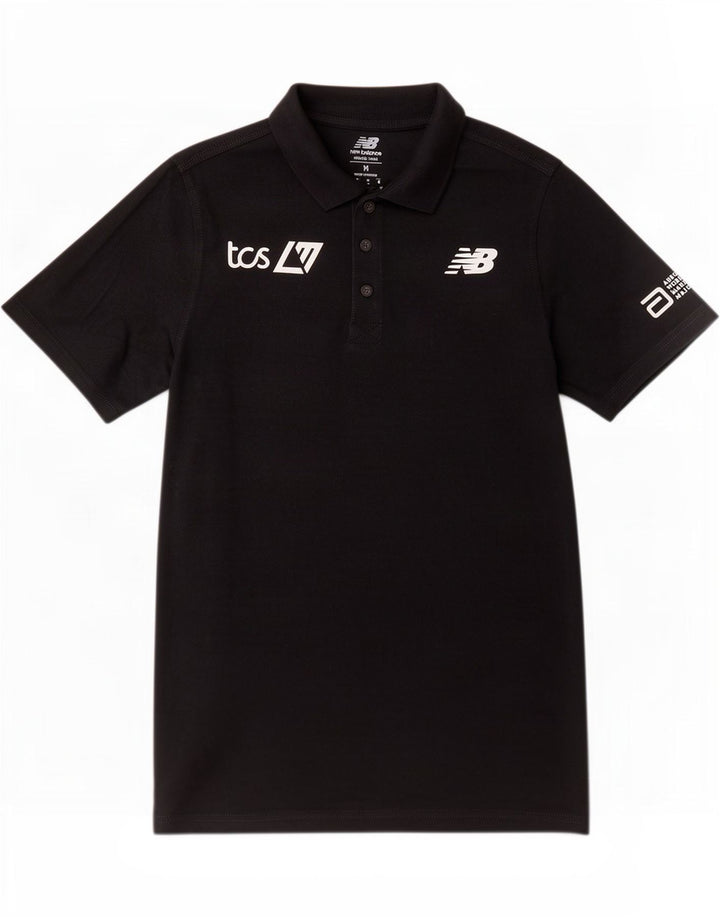 New Balance Polo gráfico para hombre de algodón negro mediano