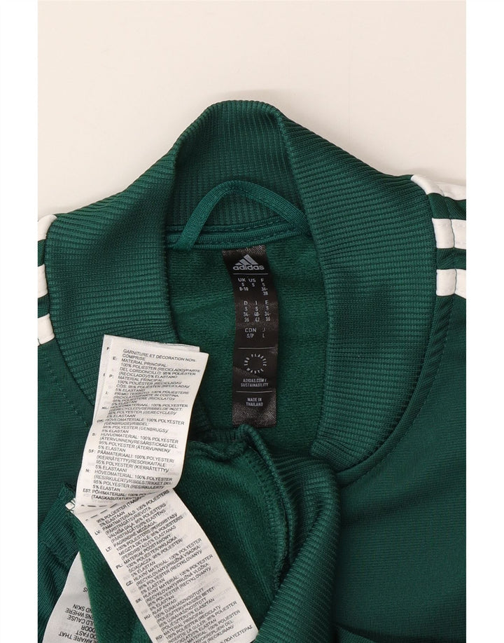Adidas - Chaqueta de chándal gráfica para mujer, talla 8/10, poliéster verde pequeño