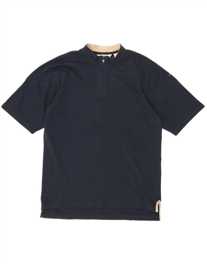 Orvis Camiseta con cremallera de 1/4 para hombre Top Medium Azul marino Algodón