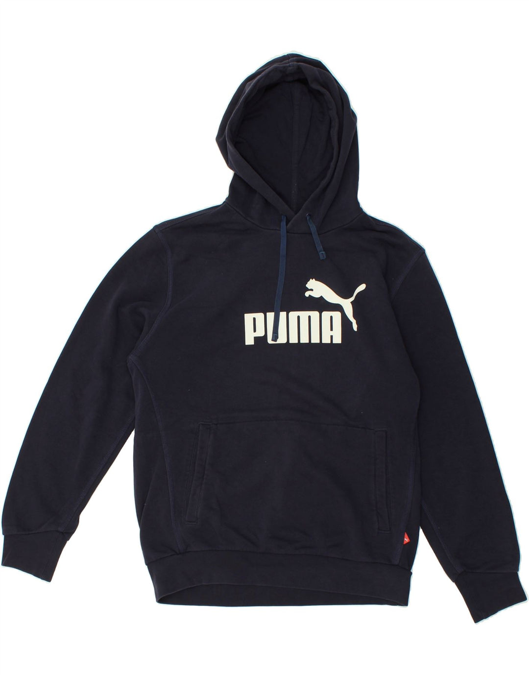 PUMA Mens Graphic Hoodie Jumper Medium Navy Blue Cotton | Vintage Puma | Thrift | Second-Hand Puma | Used Clothing | Messina Hembry 