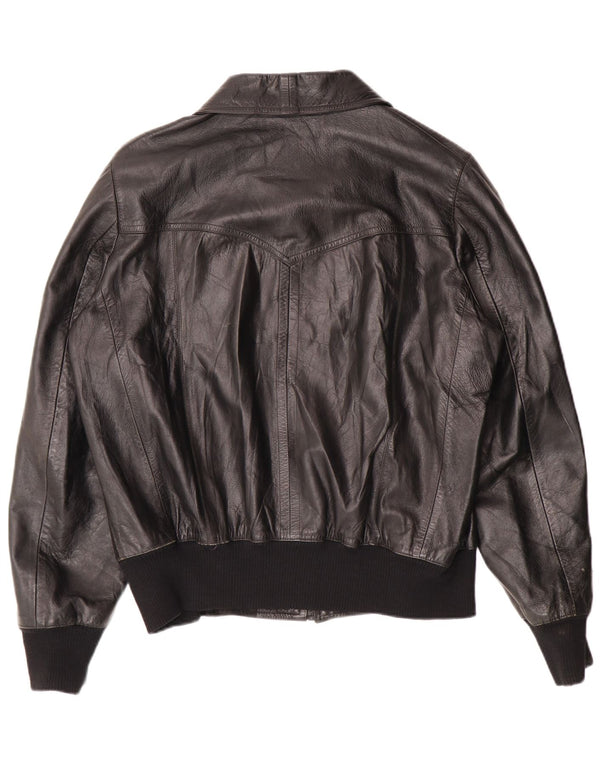 Vintage chaqueta de cuero para hombre Reino Unido 38 Medio Negro Clásico