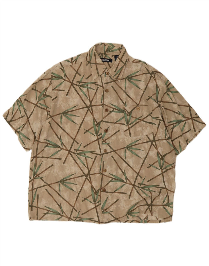 Puritan - Camisa de manga corta con estampado abstracto para hombre, talla 42/44, color beige grande