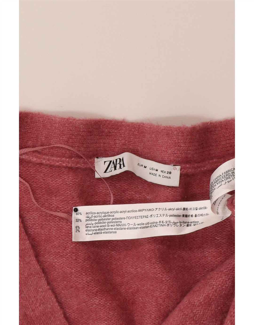 Zara Mujer Suéter Cárdigan Extragrande Reino Unido 44 Acrílico Rosa Medio
