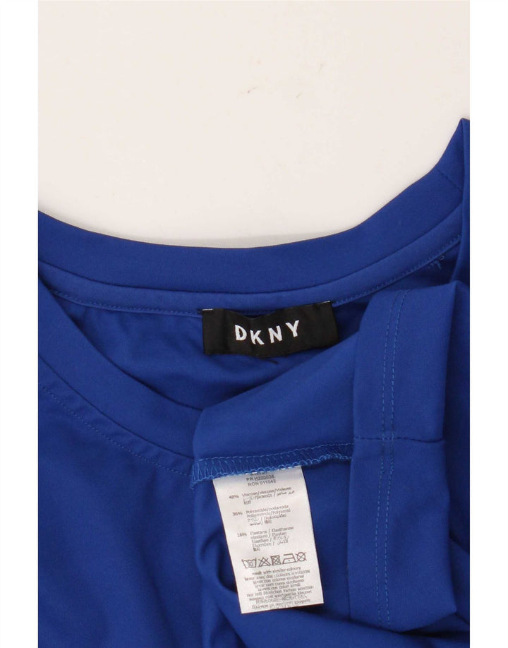 Dkny Top tipo túnica de manga larga con gráfico para mujer UK 44 Viscosa azul medio