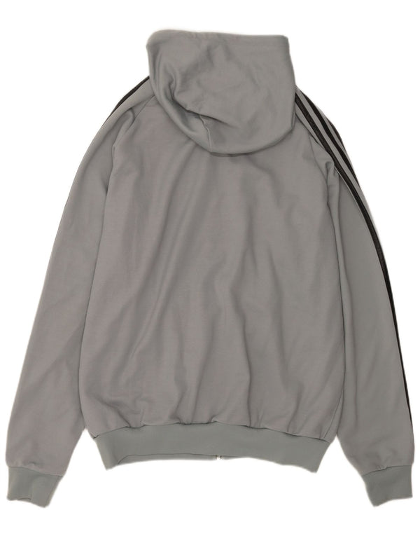 Adidas Hombre Sudadera Con Capucha Y Cremallera Gráfica Grande Gris Colorblock Algodón