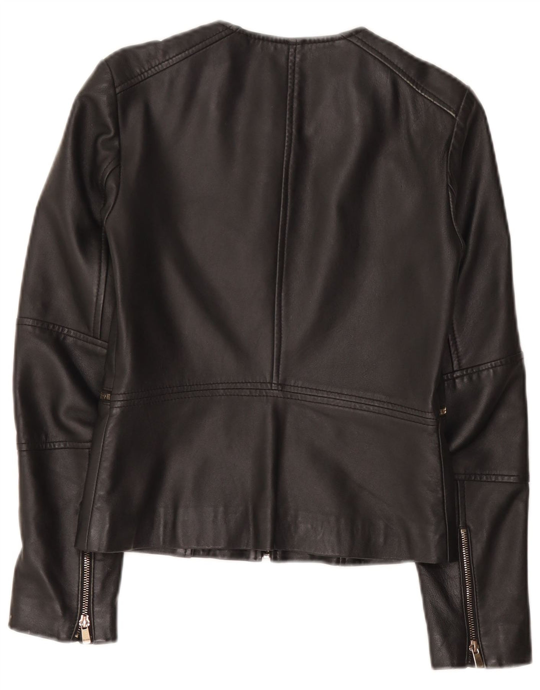 Vintage mujer chaqueta de cuero Reino Unido 10 pequeño cuero negro