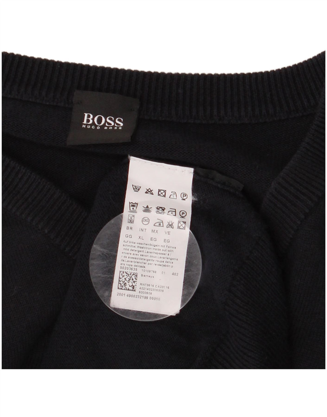 HUGO BOSS Jersey con cuello en V para hombre XL Azul marino Algodón