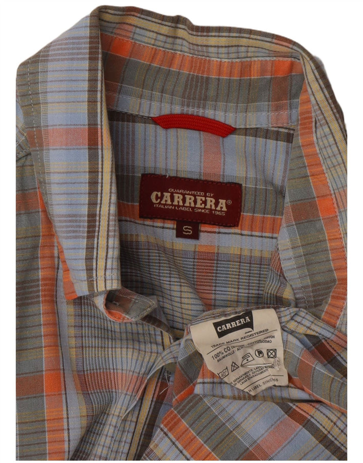 CARRERA Camisa Hombre Small Azul Cuadros Algodón