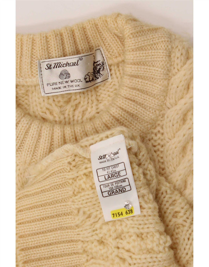 St Michael - Jersey de cuello redondo para hombre, talla grande, lana amarilla