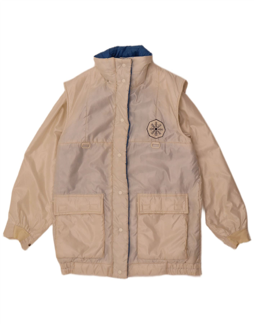 Vintage mujer impermeable Reino Unido 14 medio blanco