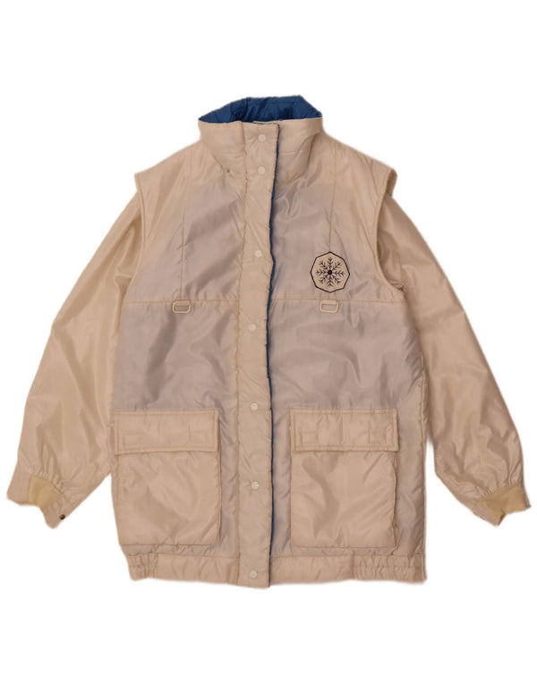 Vintage mujer impermeable Reino Unido 14 medio blanco