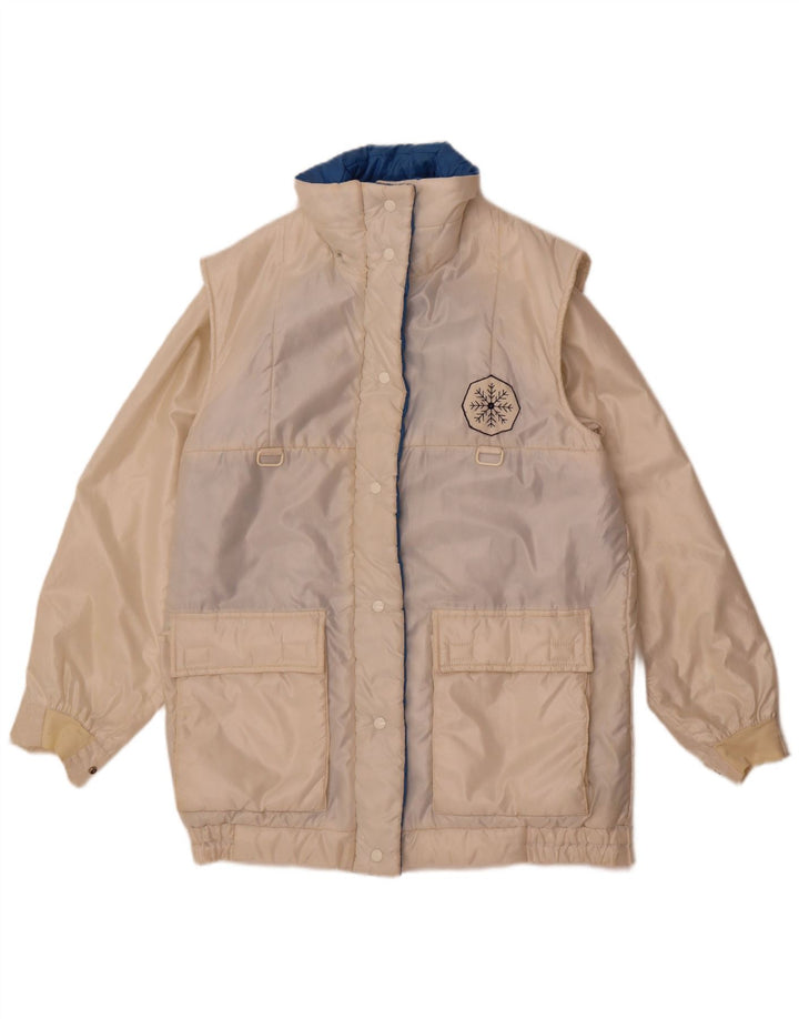 Vintage mujer impermeable Reino Unido 14 medio blanco