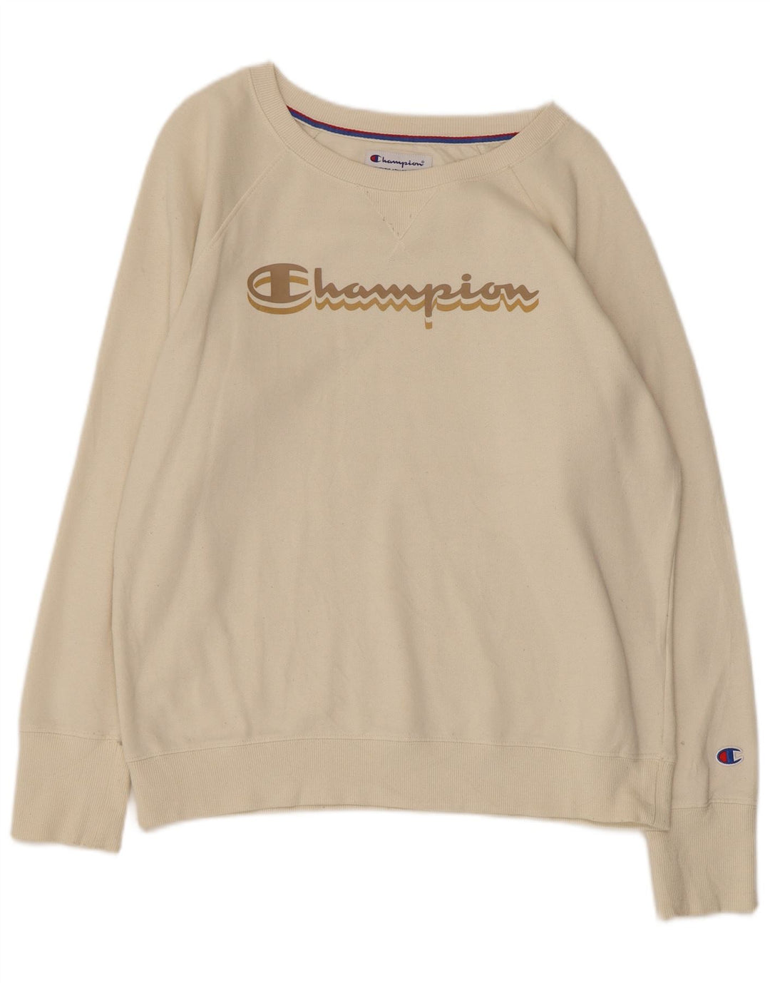 CHAMPION Sudadera gráfica para mujer Jumper UK 14 Medium Off White Cotton