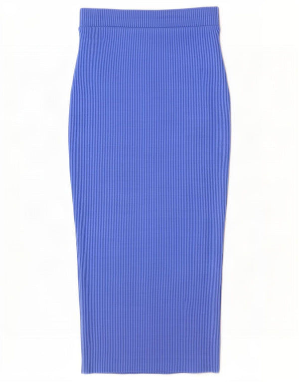 Zara Mujer Maxi Falda Lápiz Pequeña W26 Poliéster Azul