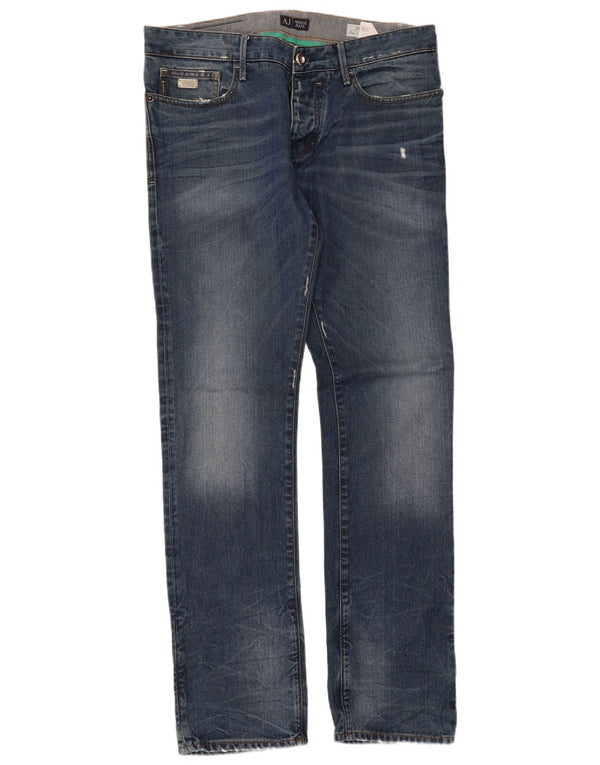 Armani Jeans ajustados desgastados para hombre W33 L33 Algodón azul