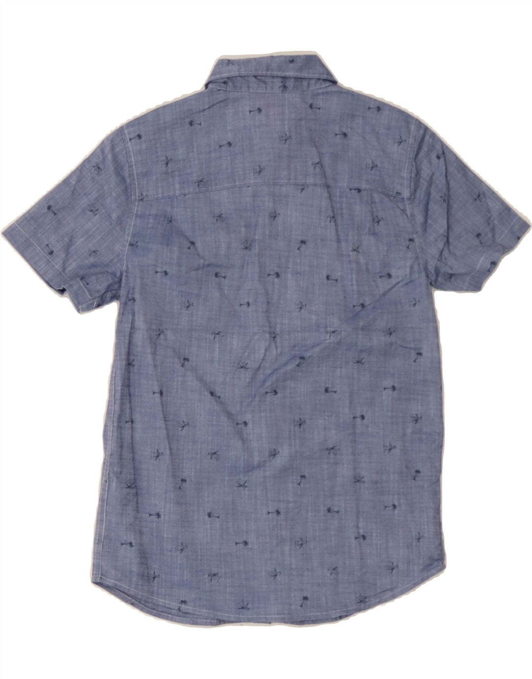 PENGUIN Boys Abstract Pattern Short Sleeve Shirt 8-9 Years Medium Blue Vintage Penguin and Second-Hand Penguin from Messina Hembry 