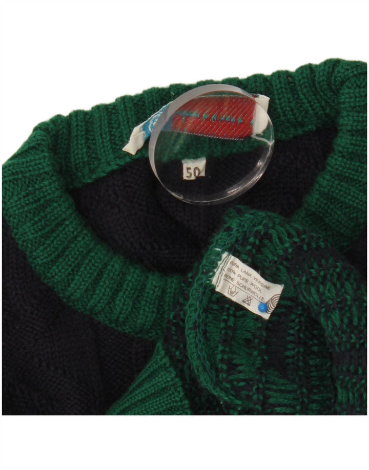 Azzurra Jersey de cuello redondo para hombre IT 50 Medium azul marino geométrico