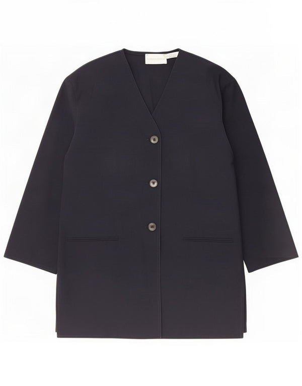 Fiorella Rubino Chaqueta tipo blazer larga para mujer UK 46 Grande Lana azul marino