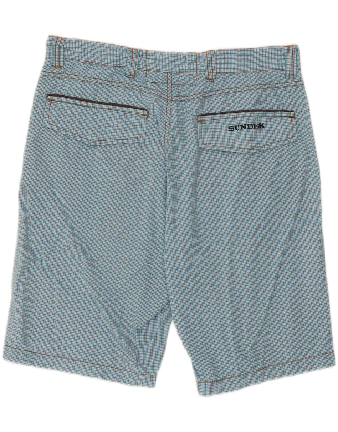 Sundek Pantalones cortos chinos para hombre W33 Algodón a cuadros azules grandes