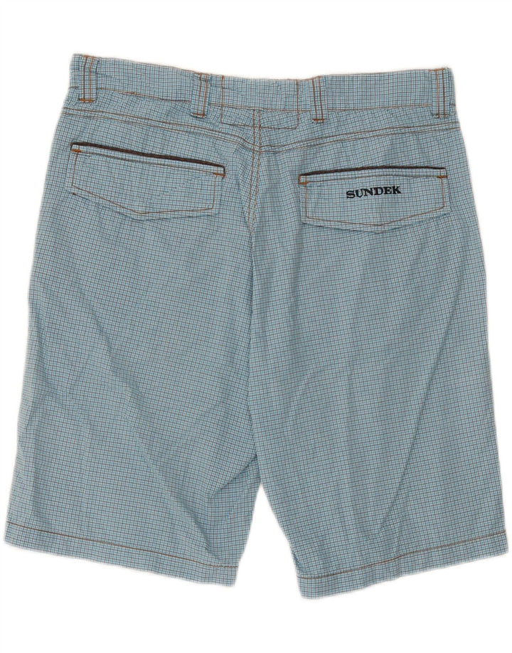Sundek Pantalones cortos chinos para hombre W33 Algodón a cuadros azules grandes