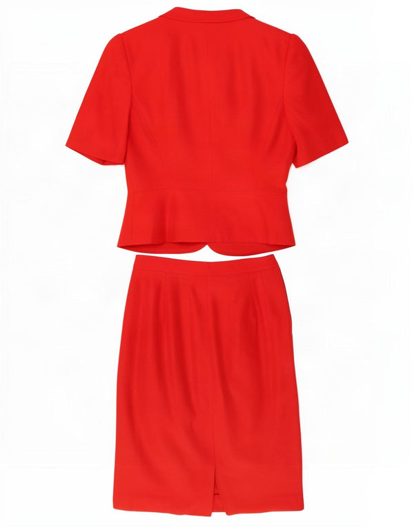 Valentino Conjunto de falda de 2 piezas de manga corta para mujer UK 10 Small W26 Rojo