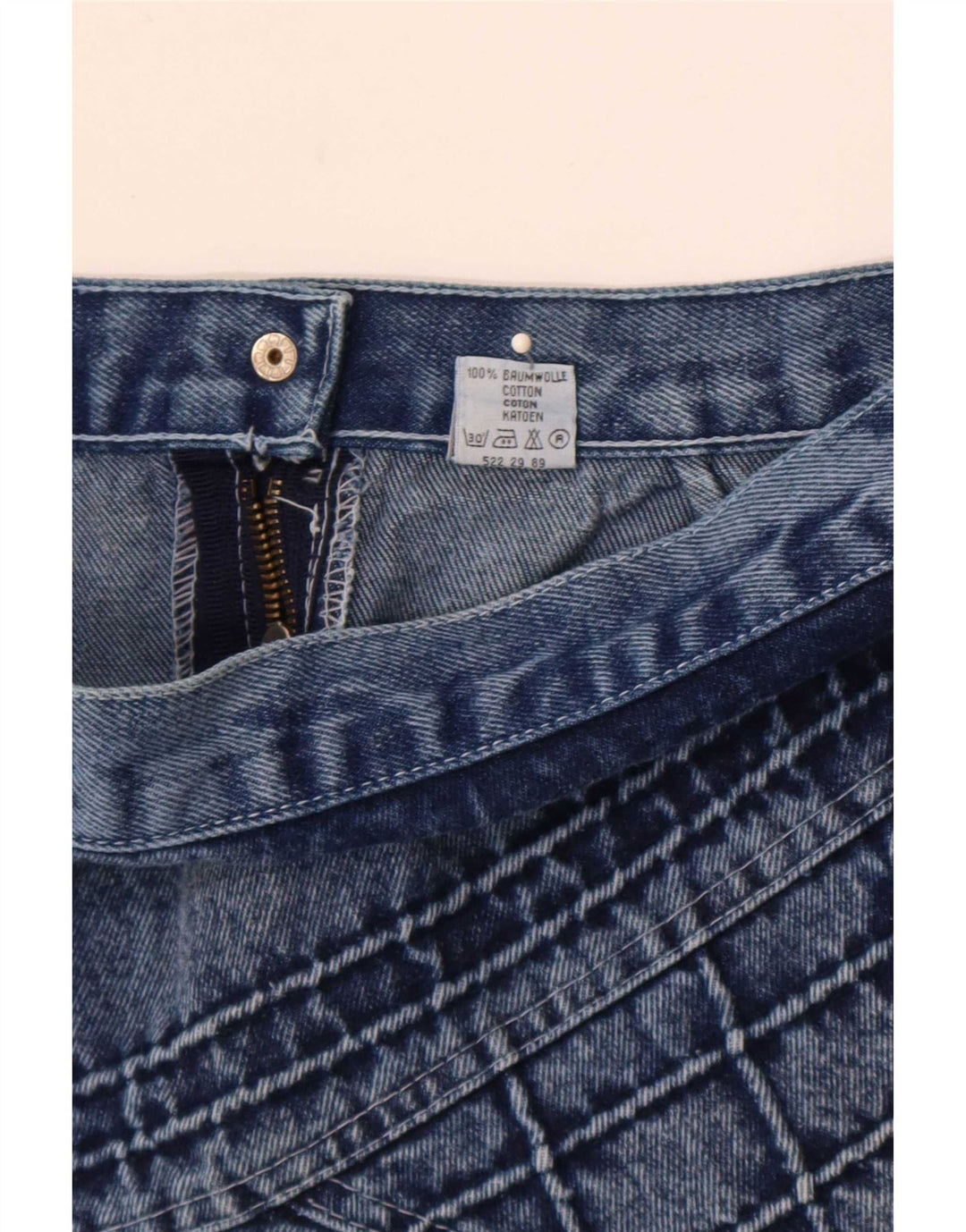 Vintage mujer mini falda de mezclilla IT 44 Medio W30 Algodón Azul