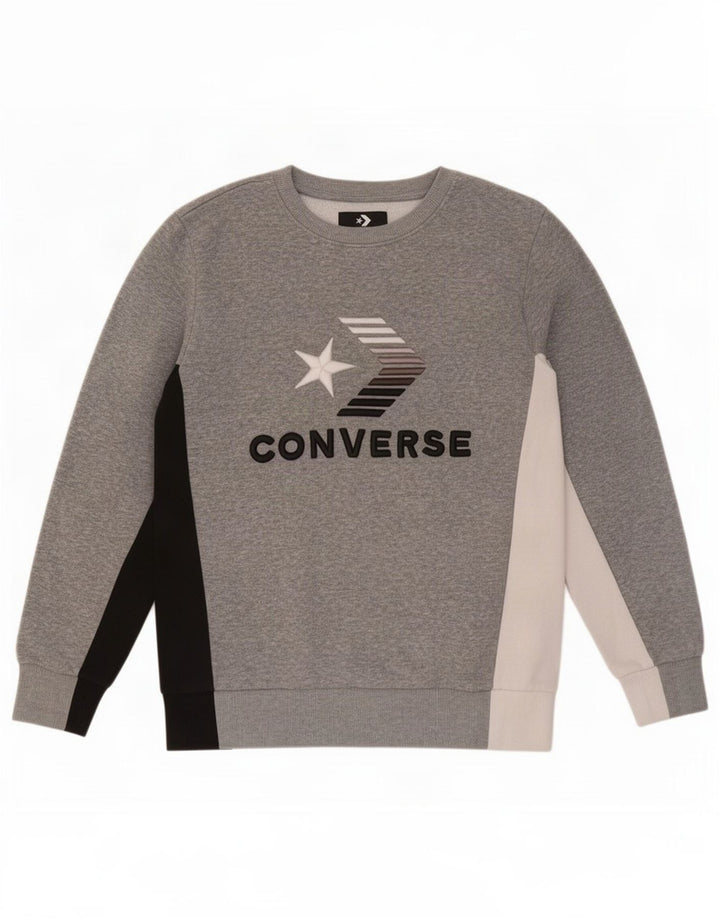 Converse Sudadera gráfica para niños 12-13 años Grande Gris Colorblock