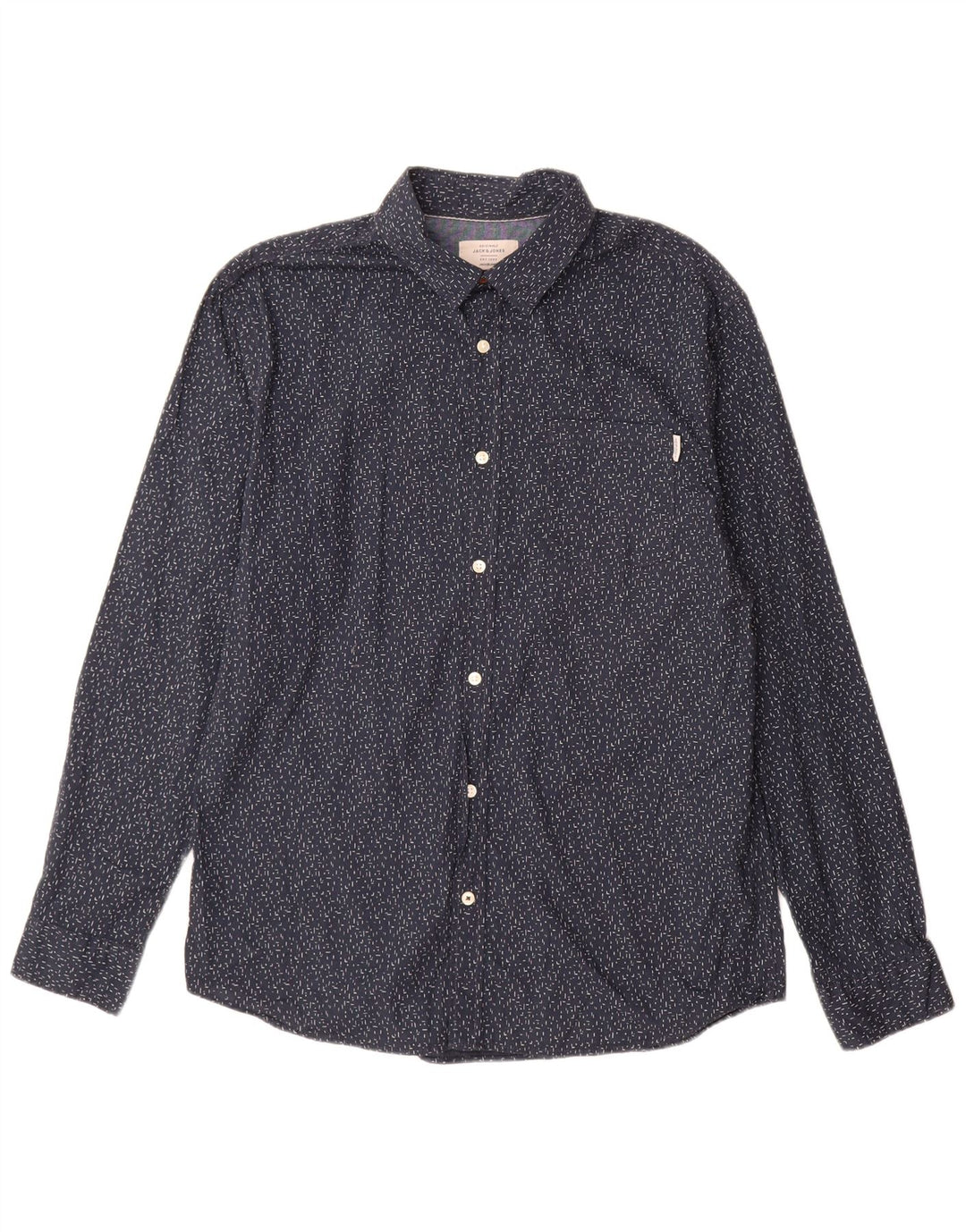 Camisa Jack & Jones Hombre XL Algodón Moteado Azul Marino