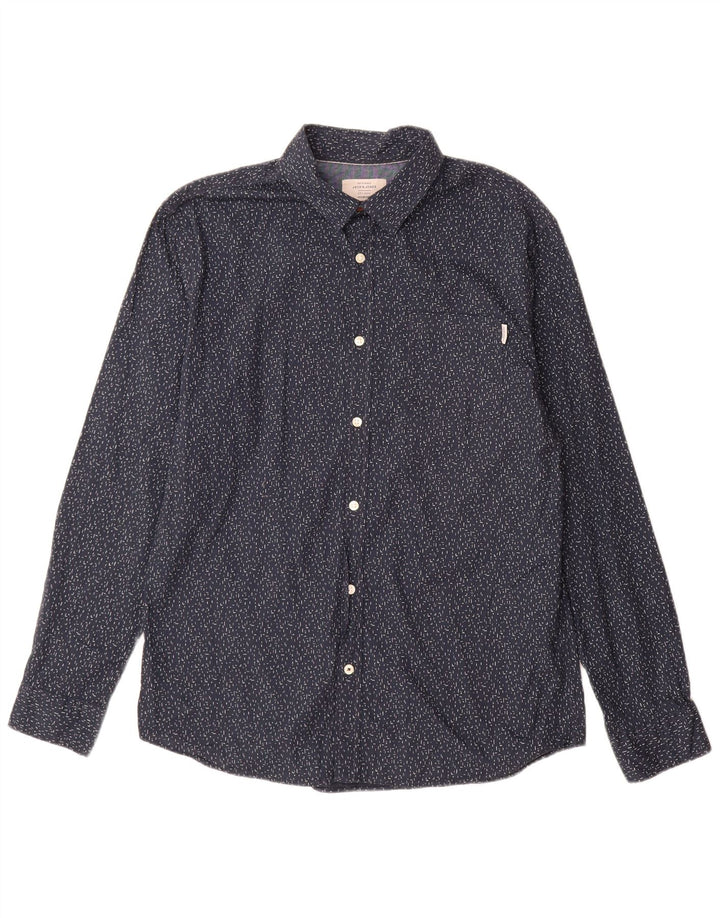 Camisa Jack & Jones Hombre XL Algodón Moteado Azul Marino