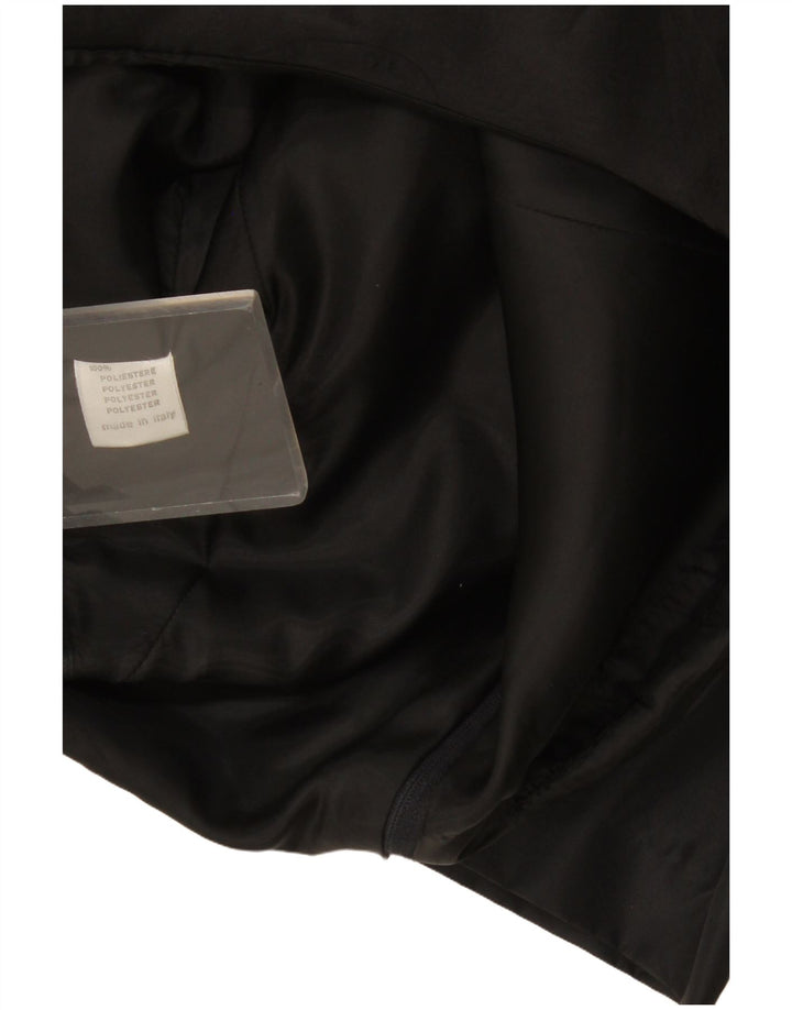 Vintage mujer fuera del hombro vestido Reino Unido 8 pequeño poliéster negro