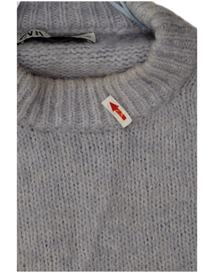 Zara Mujer Jersey Oversize Con Cuello Redondo UK 40 XL Poliéster Azul