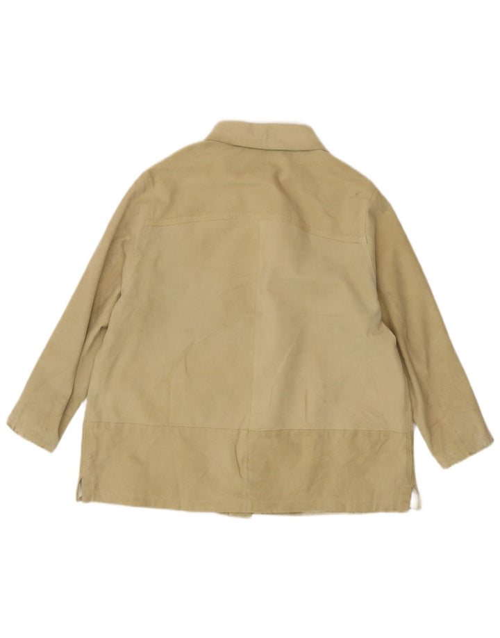 VINTAGE Womens 3/4 Sleeve Suede Jacket UK 14 Medium Green