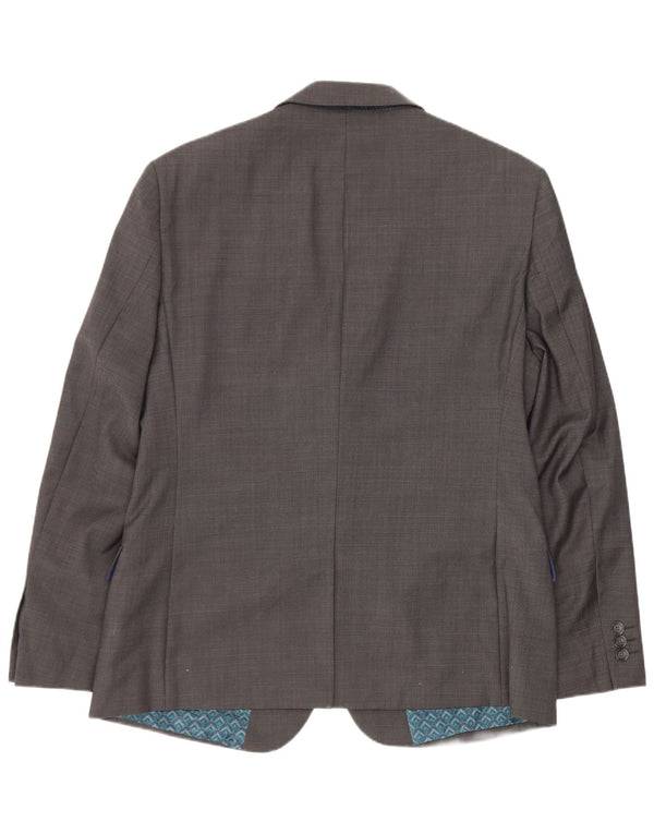 Ted Baker Chaqueta tipo blazer corta con 2 botones para hombre, talla 40, lana gris grande
