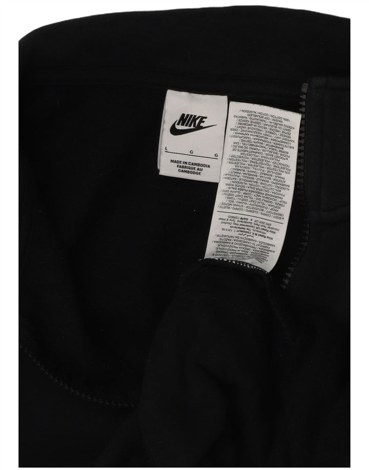 NIKE Hombre Zip Neck Sudadera Jumper Large Negro Algodón