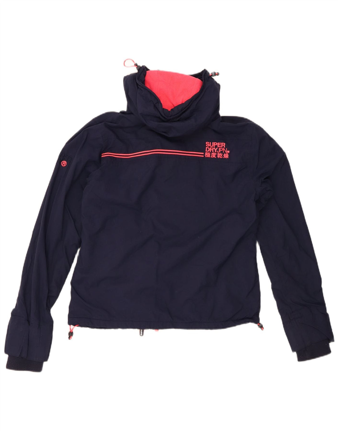 SUPERDRY Chaqueta cortavientos gráfica para mujer UK 44 Azul marino mediano