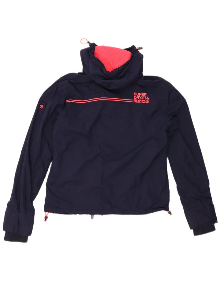 SUPERDRY Chaqueta cortavientos gráfica para mujer UK 44 Azul marino mediano
