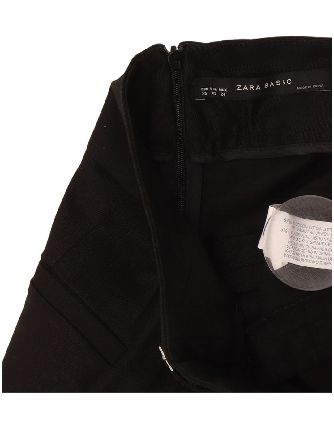 Zara Falda Acampanada XS W24 Negro Algodón