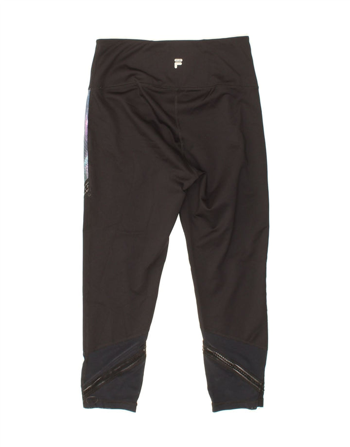 FILA Womens Leggings UK 10 Small  Black Colourblock Polyester Vintage Fila and Second-Hand Fila from Messina Hembry 