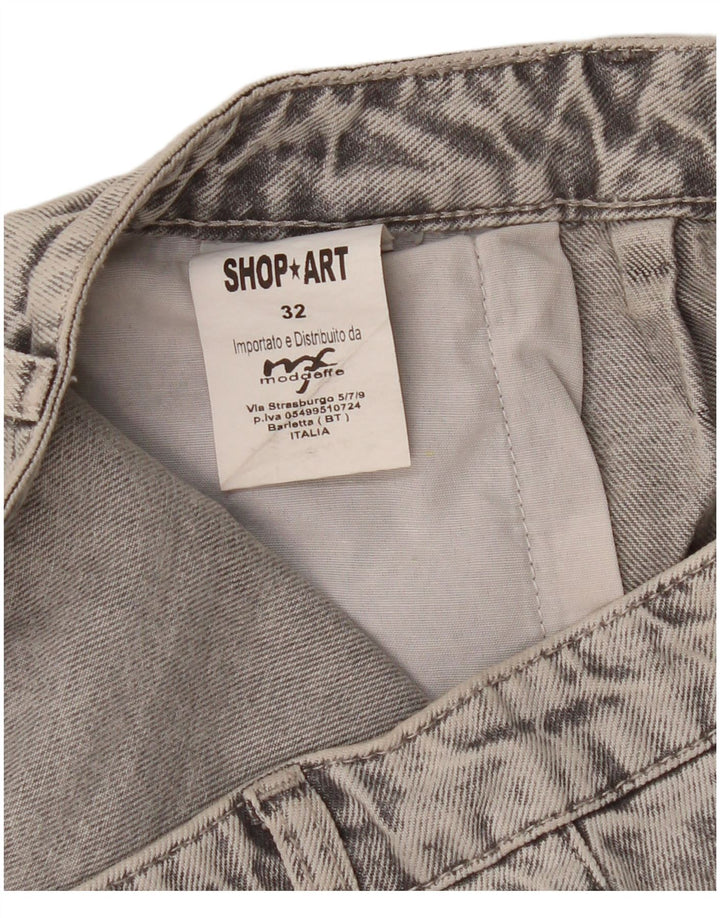 Vintage Mujer Vaqueros Sueltos W32 L27 Algodón Gris