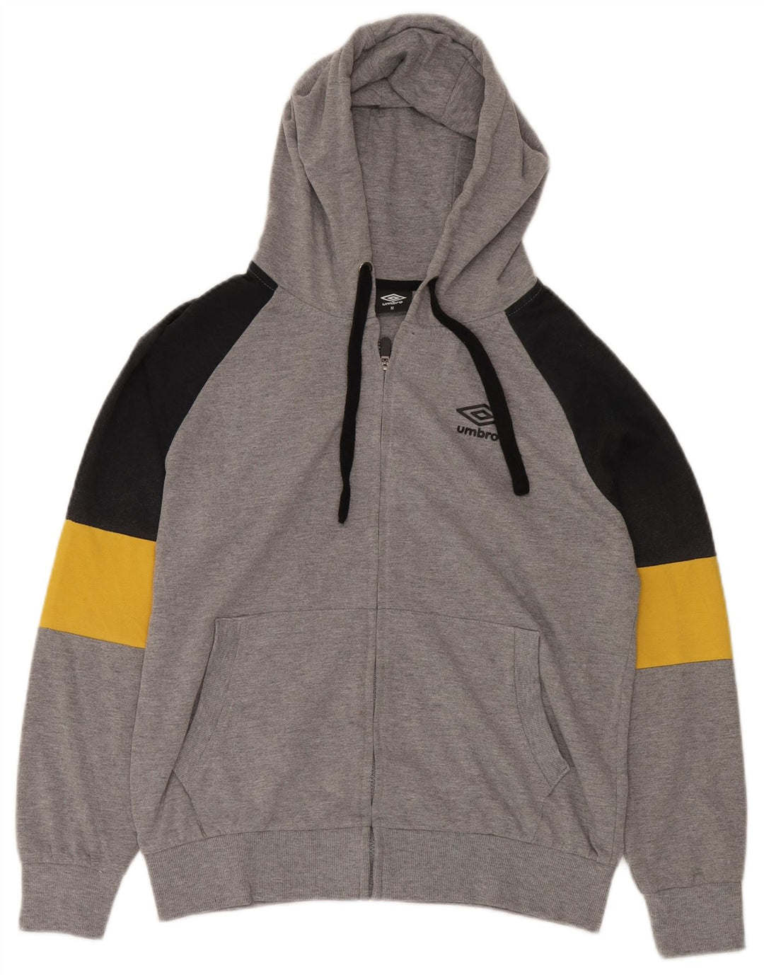 UMBRO Sudadera con capucha y cremallera para hombre de algodón gris medio con bloques de color