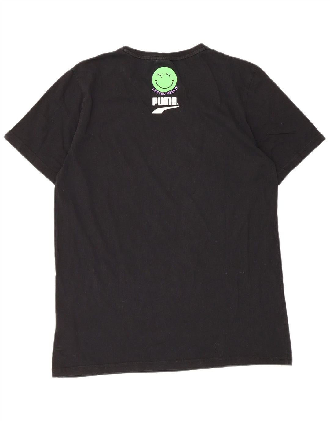 Puma Camiseta gráfica para hombre Top Medium Black Cotton