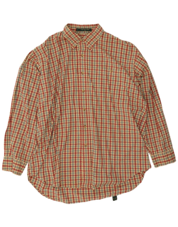 Orvis Camisa holgada para hombre XL Algodón a cuadros beige