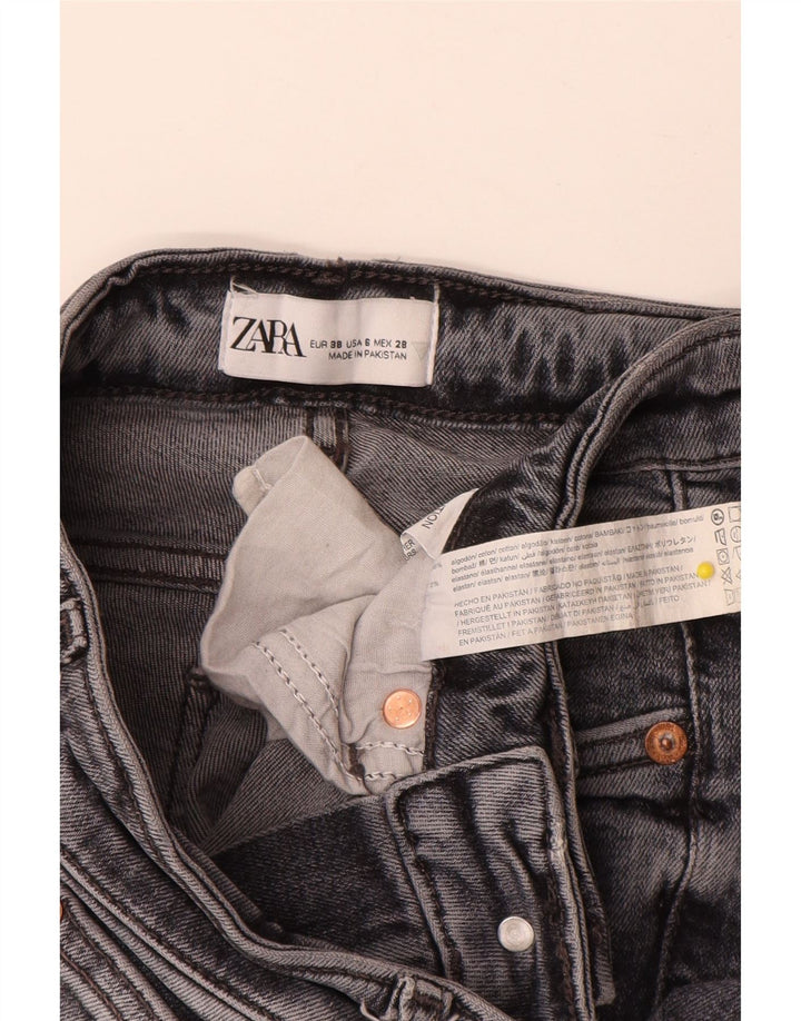 Zara Jeans ajustados desgastados para mujer EU 38 Small W28 L34 Algodón gris