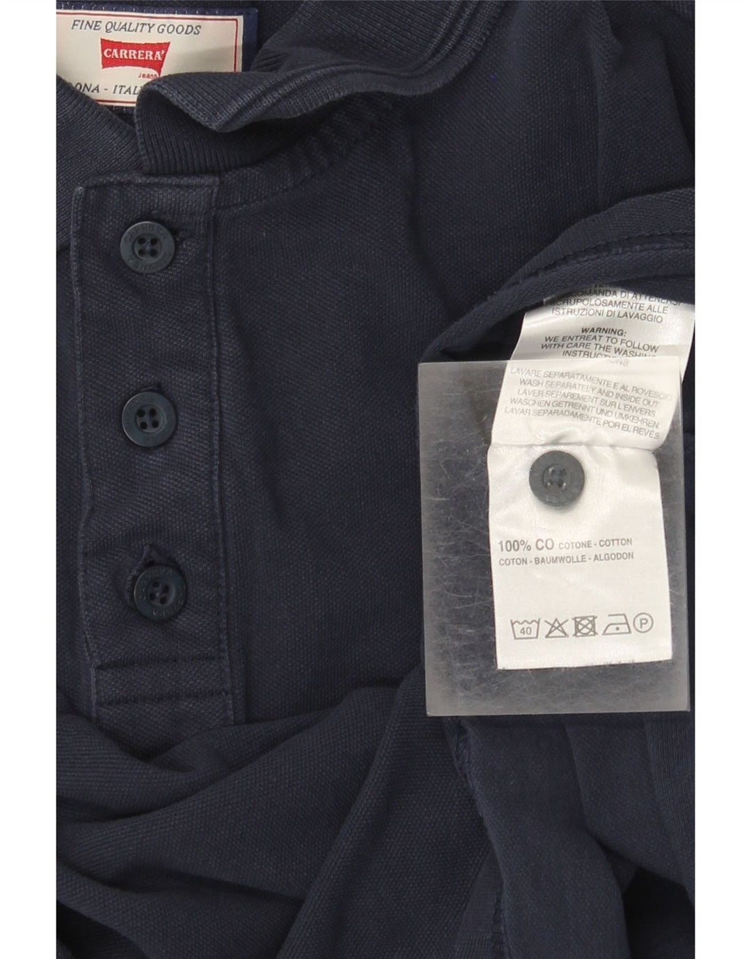 Carrera Polo regular de manga larga para hombre Algodón azul marino medio