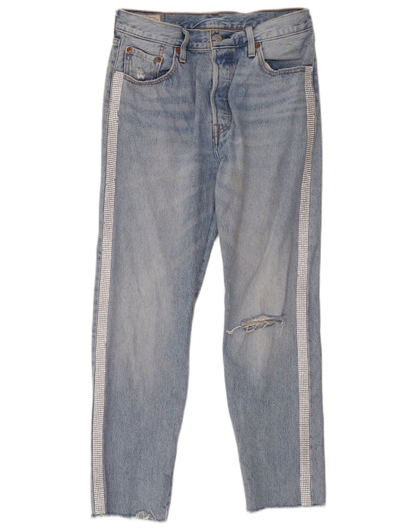 Levi's Mujer 501 Vaqueros Rectos Desgastados W29 L28 Algodón Azul