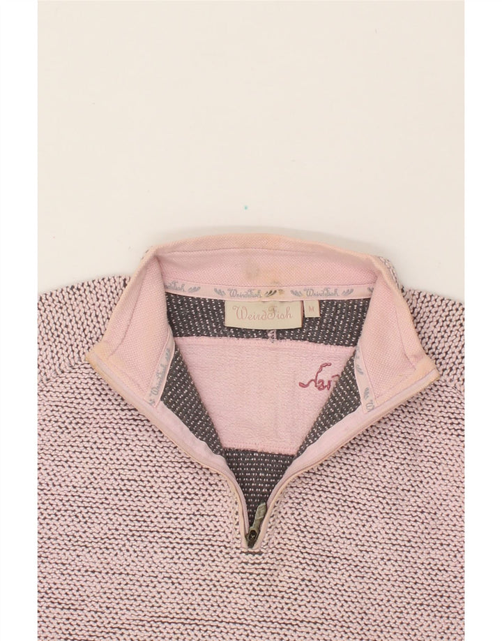 WEIRD FISH Womens Zip Neck Sweatshirt Jumper UK 14 Medium Pink Cotton Vintage Weird Fish and Second-Hand Weird Fish from Messina Hembry 