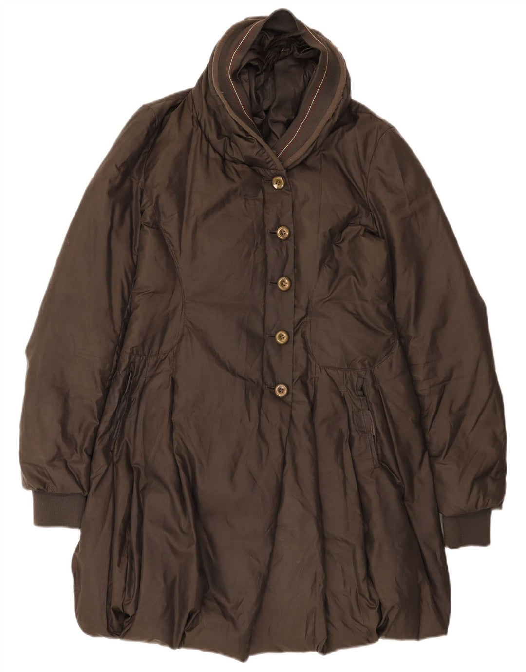 Marithe Francois Girbaud Abrigo acolchado para mujer UK 10 Small Marrón Poliéster