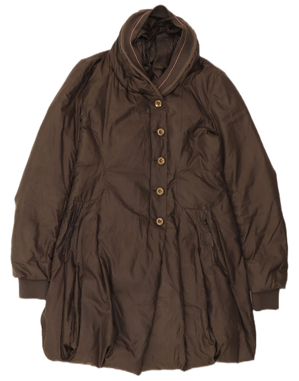 Marithe Francois Girbaud Abrigo acolchado para mujer UK 10 Small Marrón Poliéster
