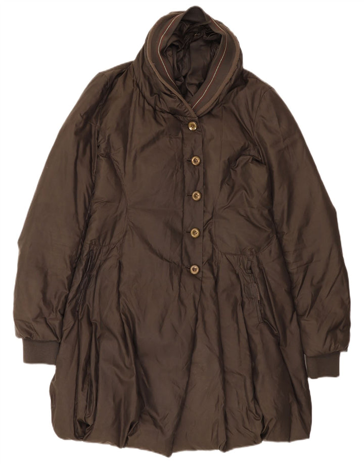 Marithe Francois Girbaud Abrigo acolchado para mujer UK 10 Small Marrón Poliéster