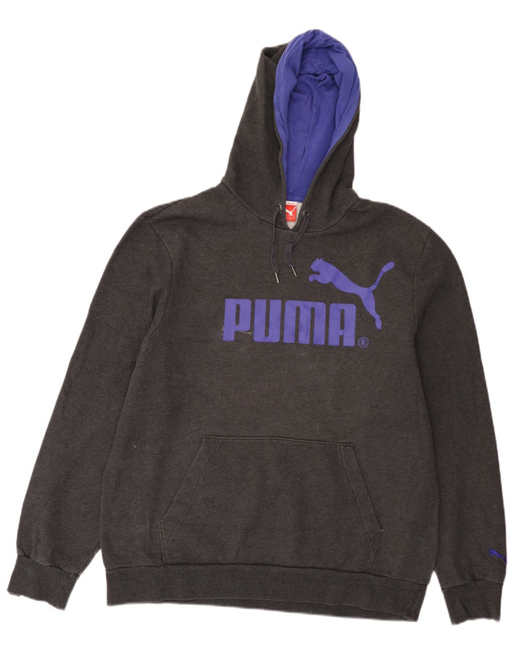 Puma Sudadera con capucha gráfica para hombre, talla grande, gris